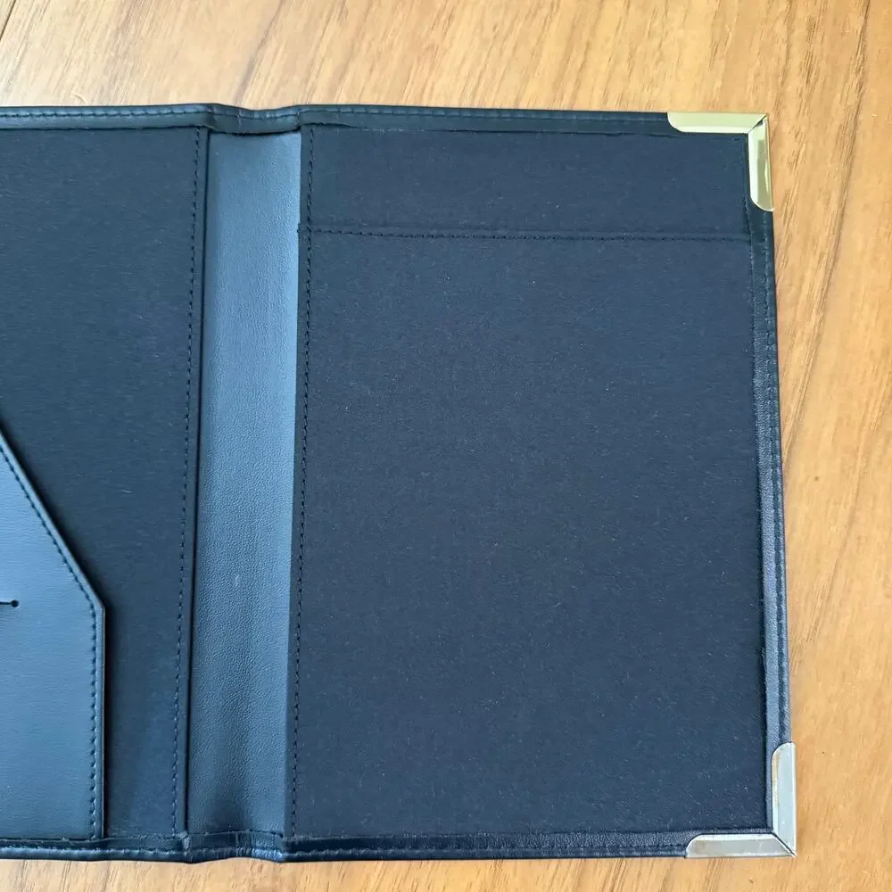 Vintage Franklin Covey Small Padfolio Brass Corners Black Planner 9 x 6.5 in
